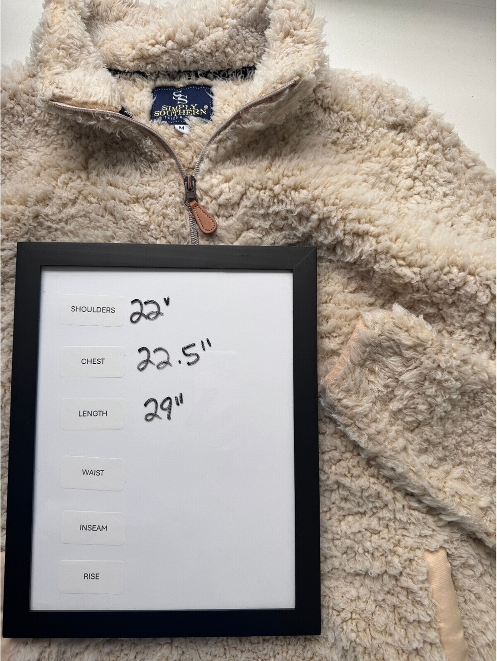 Simply Southern SOFT Sherpa Preppy Pullover Women's M Cream Quarter Zip Fuzzy - Picture 8 of 10